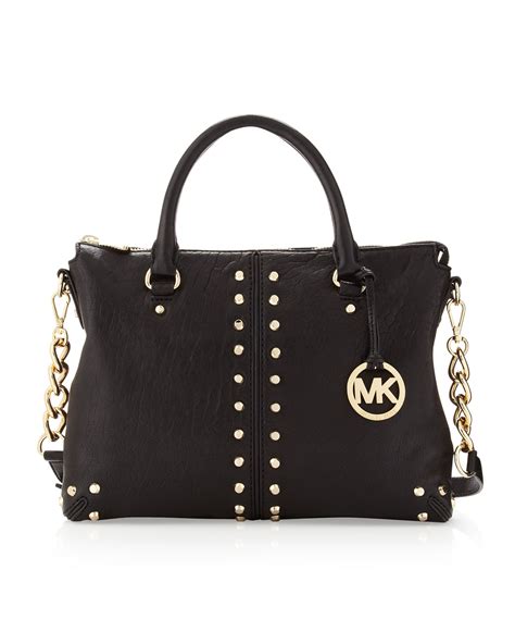 michael kors black shoulder handbags|Michael Kors black studded purse.